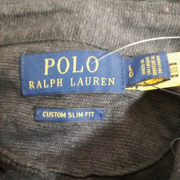 Polo Ralph Lauren Long Sleeve Cotton Polo Shirt Large NWT Gray Multi MSRP $125. - Picture 9 of 12